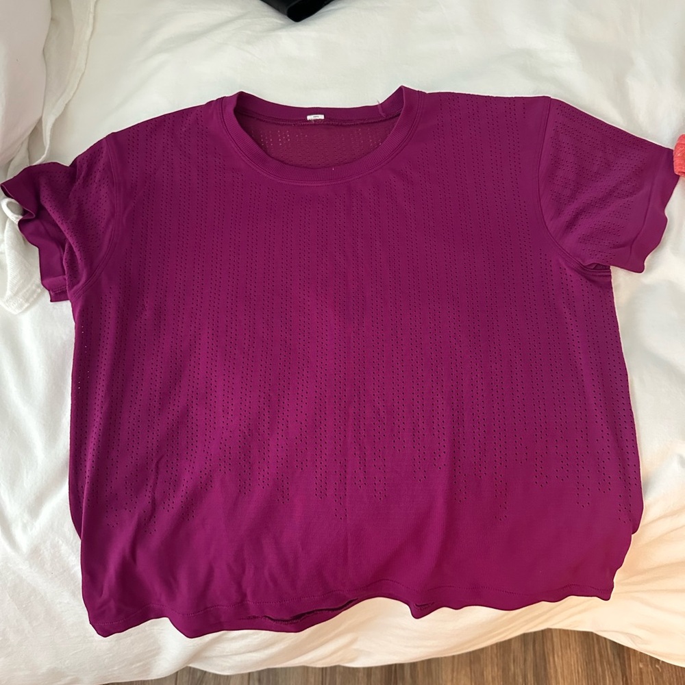 Lululemon Athletica Pink and Purple Boxy Short Sleeve Tee